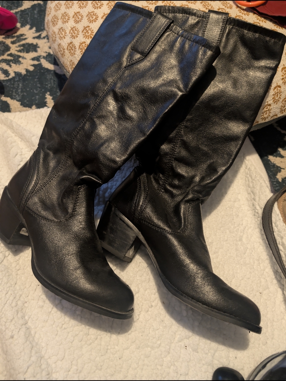 Durango Black Over-the-Knee Leather Boots with Block Heel